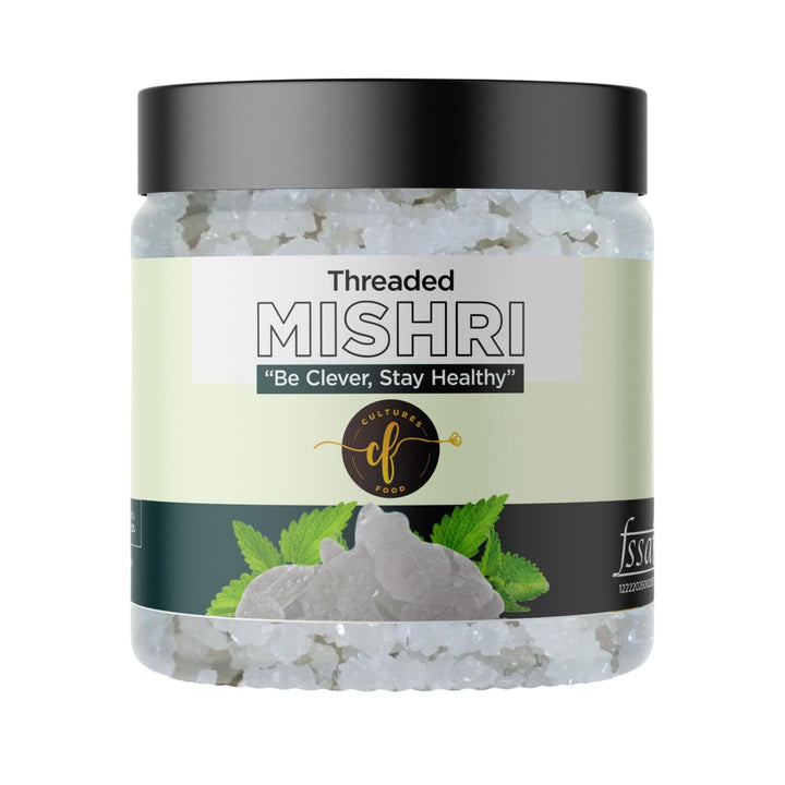 Cultures Organic Dhaga Mishri Rock Sugar Crystals for Milk, Tea, Coffee, Sweets, Halwa, Mithaai, and Desserts – Natural Sweetener for a Healthier Taste Experience