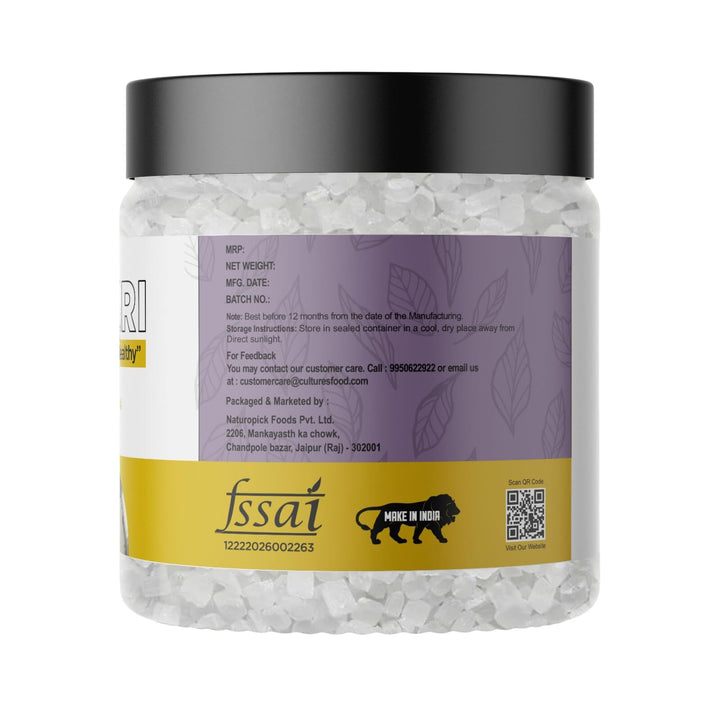 Cultures Food Organic Cutting Mishri Dana (400/ 900g), White Sugar Candy Crystals, Chemicals-Free, Mild Minty Cool Mouth Freshener, Diamond Cut Mishri Dana For Milk, Tea, Coffee, Sweets, Halwa and Mithaai