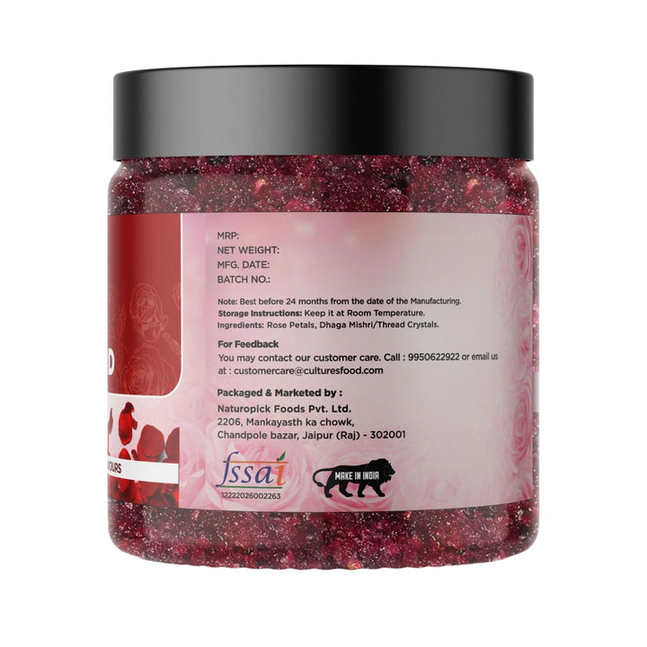 Cultures Food 100% Organic Gulkand - Made from Fresh Roses, Enhances Immune Health, Skin Glow & Digestion, Free from Artificial Flavors, Natural Wellness Boost