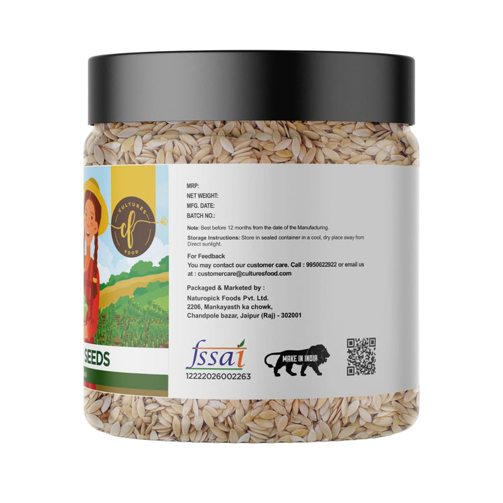 Cultures Food Premium Raw Cucumber Seeds, Crispsy, Omega-3, Non GMO, Rich In Protein, Zero Cholesterol, Gluten Freen, Antioxidants, 100% Nutrition For Hydration, Diabetes and Heart Care