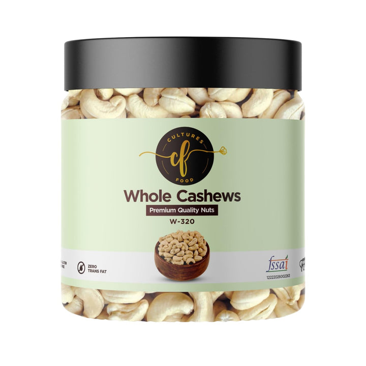 CULTURES FOOD W320 Whole Crunchy Cashew Kaju, Immunity Booster, Gluten Free, Plant-Based Protein