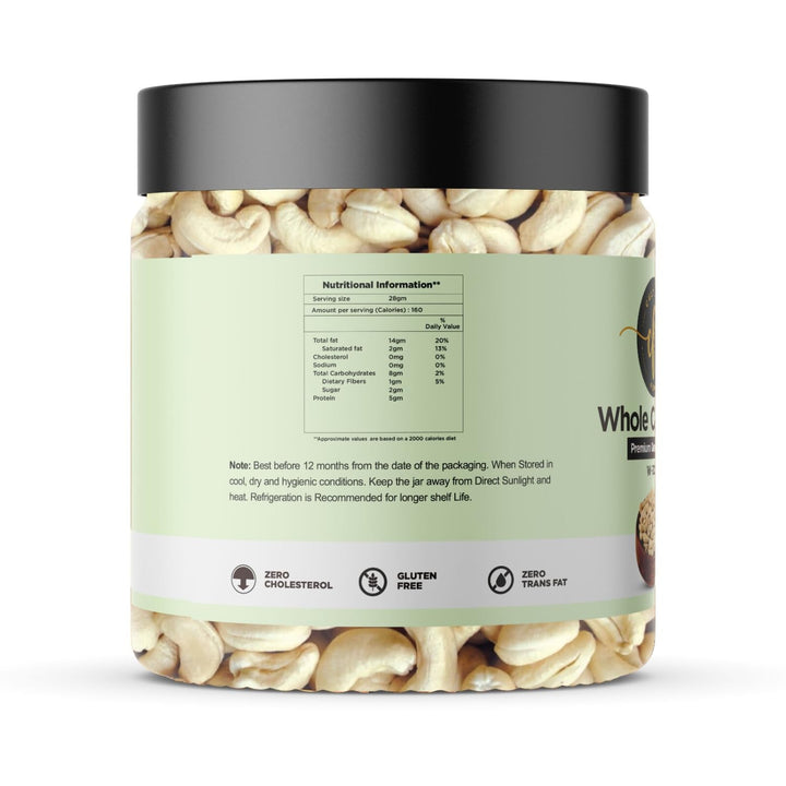CULTURES FOOD W320 Whole Crunchy Cashew Kaju, Immunity Booster, Gluten Free, Plant-Based Protein