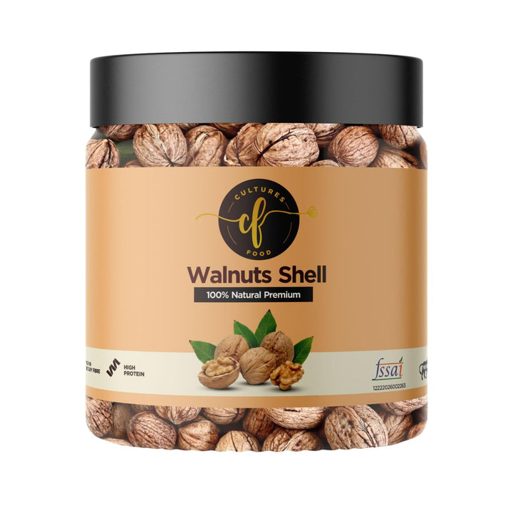 Cultures Food 100% Natural Premium Walnut Shells Akharot, Rich In Dietary Fiber, Omega-3, High Protein, Zero Trans Fat, Gluten-Free, Non-GMO, Zero Cholesterol, Immunity Booster