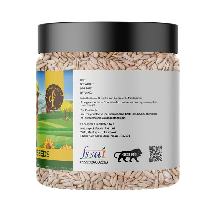 Cultures Food Premium Pure Natural Sunflower Seeds (500g), Crunchy, Rich In Magnesium, Protein, Antioxidants, Immunity Booster, Zero Cholesterol