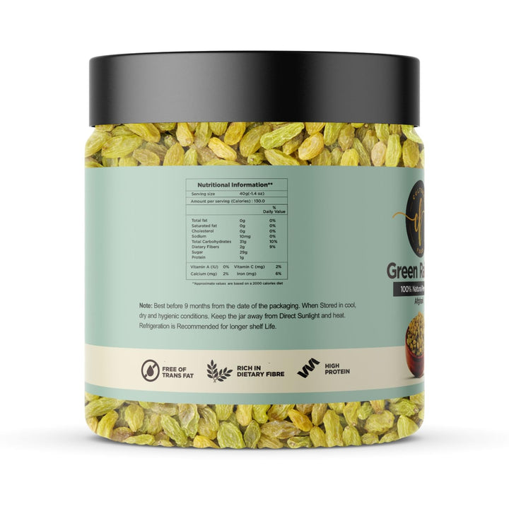 Cultures Food Premium 100% Natural Afghani Seedless Kishmish Raisins, Gluten Free, Rich In Fiber, Iron, Minerals and Vitamins Non-GMO, Vegan, Long, Sweet, Zero Preservatives and Healthy Raisins