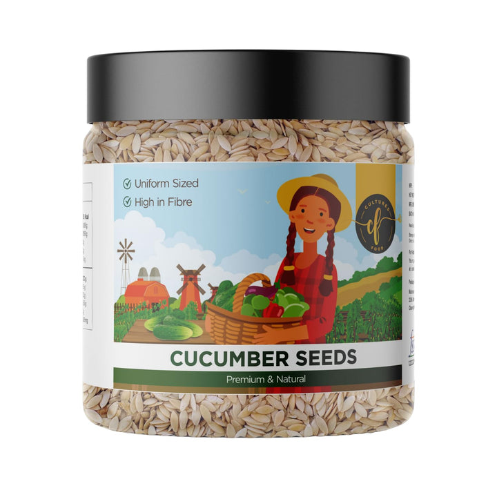 Cultures Food Premium Raw Cucumber Seeds, Crispsy, Omega-3, Non GMO, Rich In Protein, Zero Cholesterol, Gluten Freen, Antioxidants, 100% Nutrition For Hydration, Diabetes and Heart Care