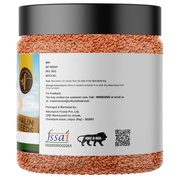 Cultures Food Nutrient-Rich Organic Halim Seeds  - Boosts Iron & Hemoglobin, Supports Digestion, Skin Health, & Weight Loss, 100% Natural, No Artificial Colors or Additives