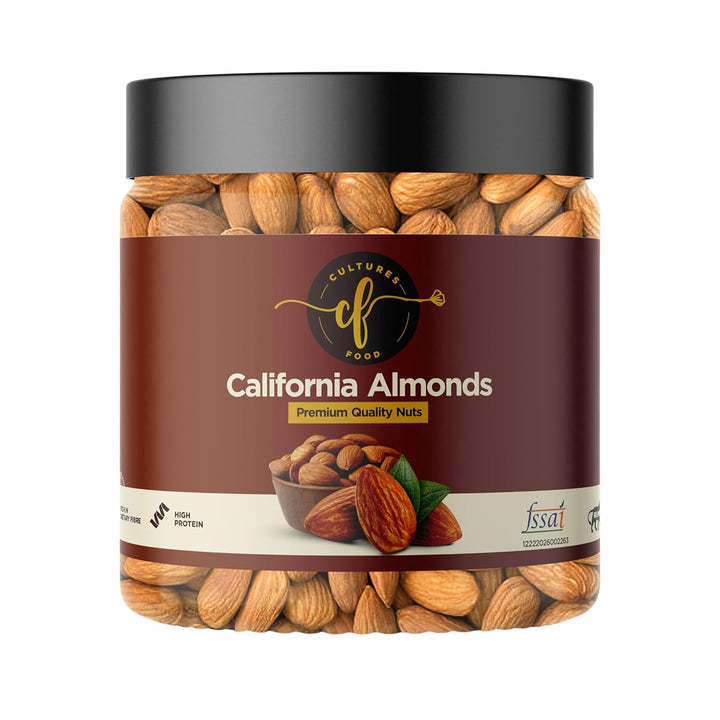 Cultures Food Premium Raw California Almonds Badam Giri, Unsalted, Crunchy, Non-GMO, Gluten-Free, 100% Natural, Zero Preservatives, Immunity Booster, Rich In Fiber, Iron and Calcium