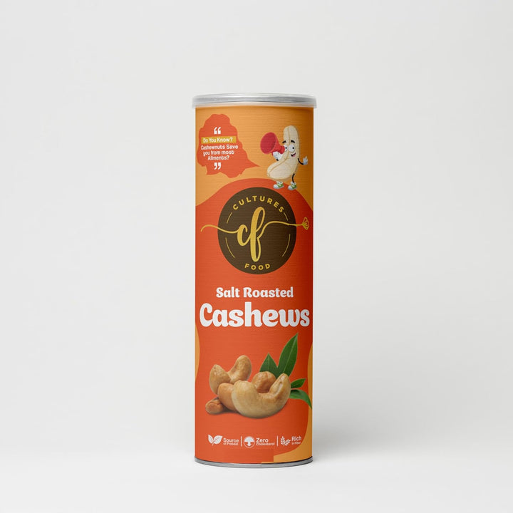 CULTURES FOOD Salted & Roasted Cashews | Flavourful & Crunchy Snack | Handpicked, Salted | Freshly Roasted (250 Gram)