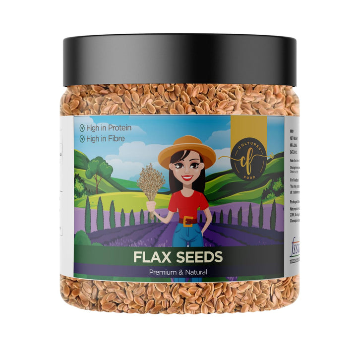 Cultures Food Premium Raw Alsi Flax Seeds, Omega-3, Rich In Magnesium, Fiber & Plant Based Protein, Immunity Booster, Zero Cholesterol, Gluten Free, No Trans Fat, 100% Natural and Pure: 100% natural with no additives or preservatives.