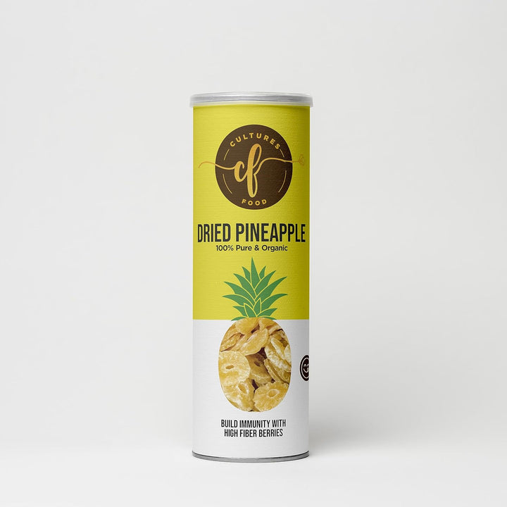 Cultures Food Pure Organic Dried Pineapple, Rich In Fiber, Vitamine C, Collagen, Immunity Booster, Zero Cholesterol, Zero Trans Fat, Boost Skin Health, Gluten Free, Improve Blood Circulation