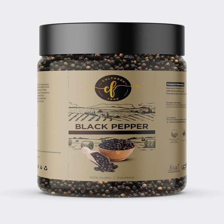 CULTURES FOOD Pure Natural Chemical Free Black Pepper Kali Mirchi For Indian Kitchen Spices (100)