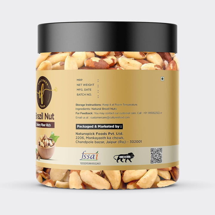 Cultures Food Brazil Natural Nuts (100g), Crunchy, Immunity Booster, Zero Cholesterol, For Keto, Paleo, and Vegan Diets