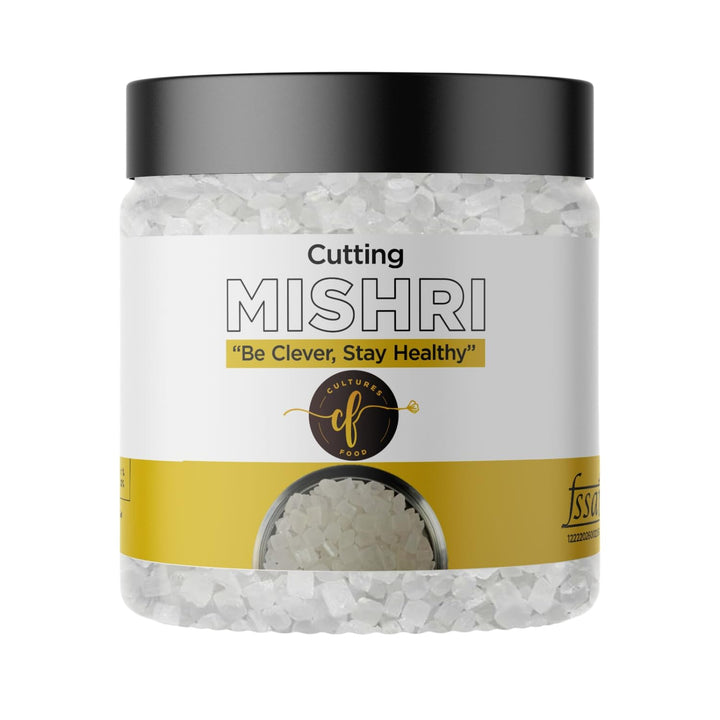 Cultures Food Organic Cutting Mishri Dana (400/ 900g), White Sugar Candy Crystals, Chemicals-Free, Mild Minty Cool Mouth Freshener, Diamond Cut Mishri Dana For Milk, Tea, Coffee, Sweets, Halwa and Mithaai